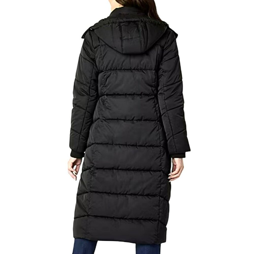 St John's Bay Long Black Quilted Hooded Puffer Winter Coat XL NWOT - Picture 3 of 10